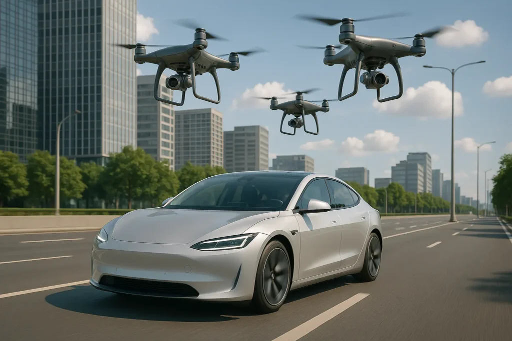 car and drones