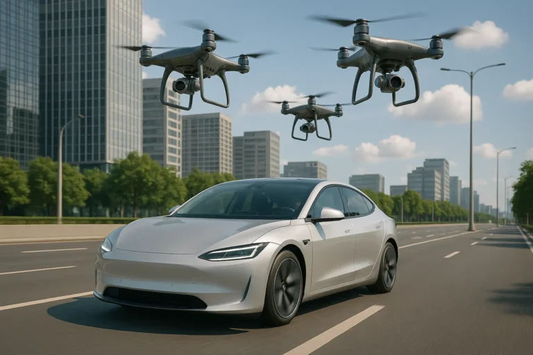 car and drones