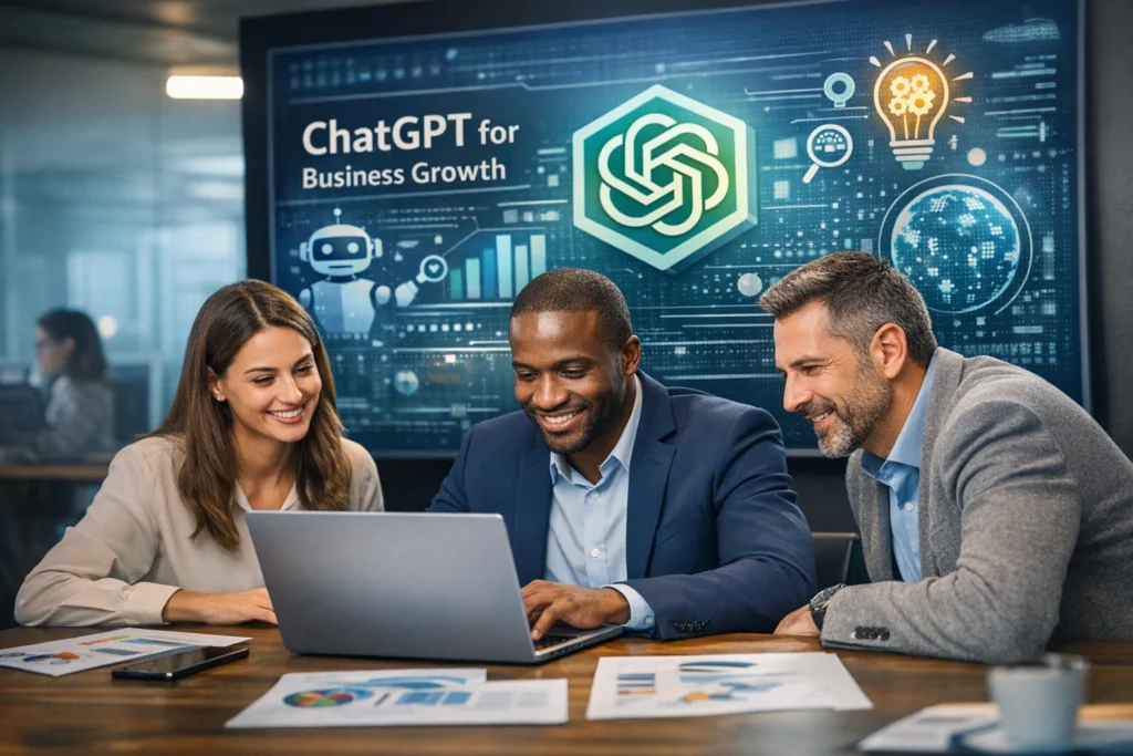 businessmen using chatgpt for work productivity.